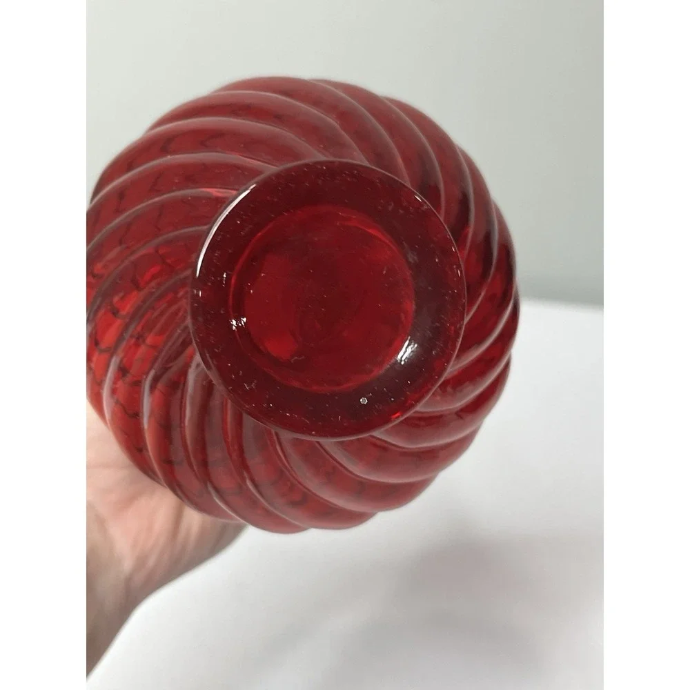 Fenton 95th Anniversary Ruby Red Vase‎ Swirl Vtg